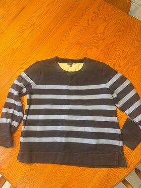 Talbots Navy Crewneck Sweatshirt with Light Gray Lining